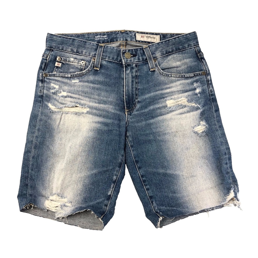 AG Adriano Goldschmied Nikki Short Relaxed Skinny Shorts Womens 26 2 Distressed
